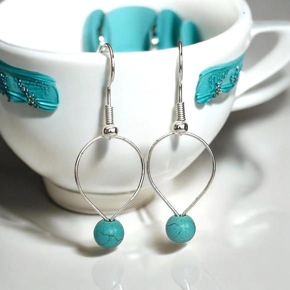 5 For $25💫Boho Turquoise Ball Dangles Earrings - Picture 1 of 3